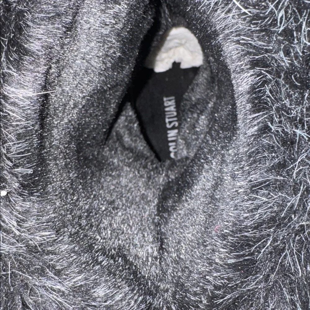 Colin Stuart Sz 8 1/2‎ Black suede faux Fur-Lined Women's stiletto Boots pointed